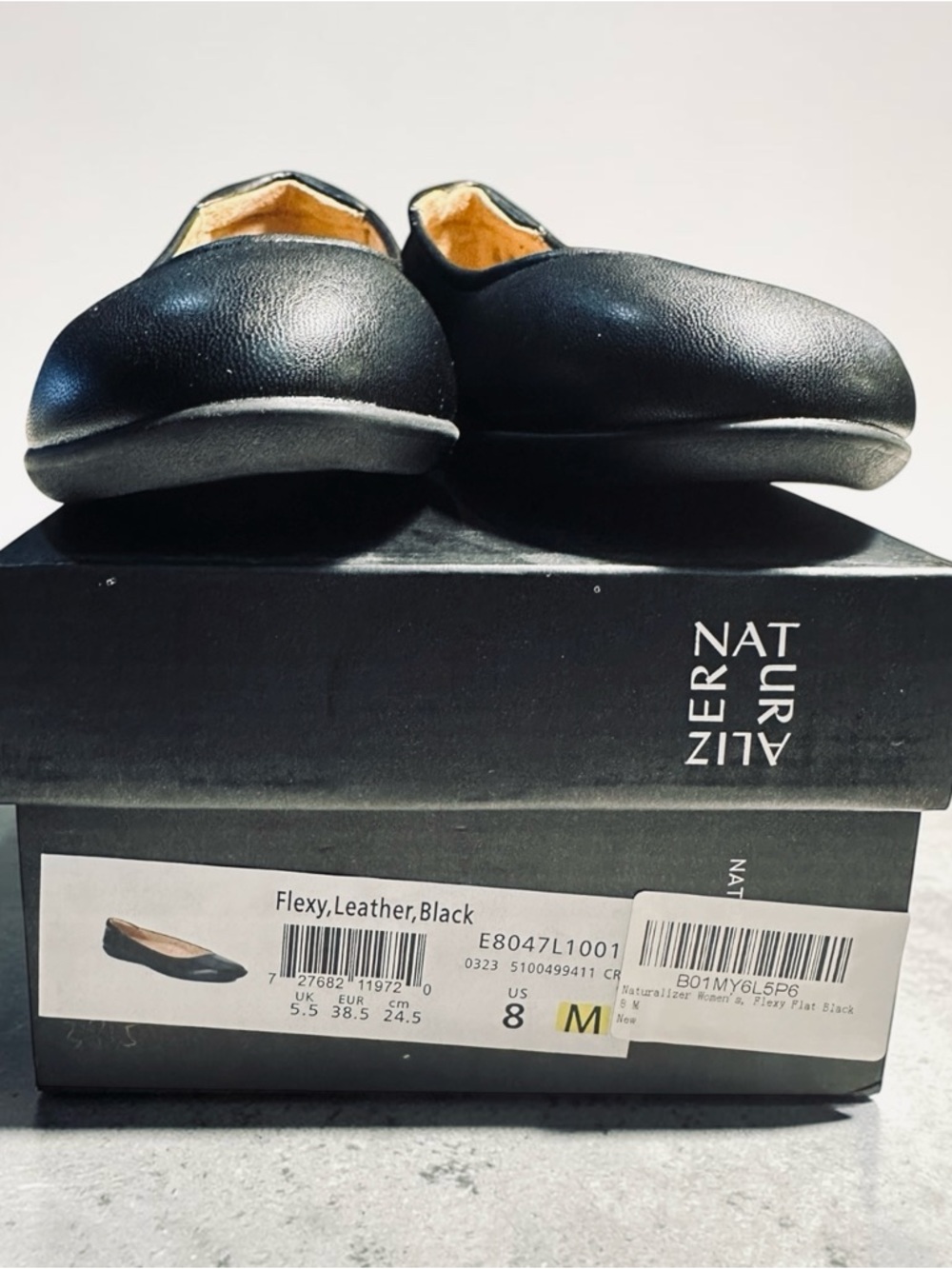 Naturalizer Flexy Leather Flats Black Size 8 M Comfort Slip On Ballet Shoes - Picture 3 of 10